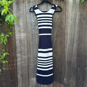 Striped Black and White Sleeveless Dress
